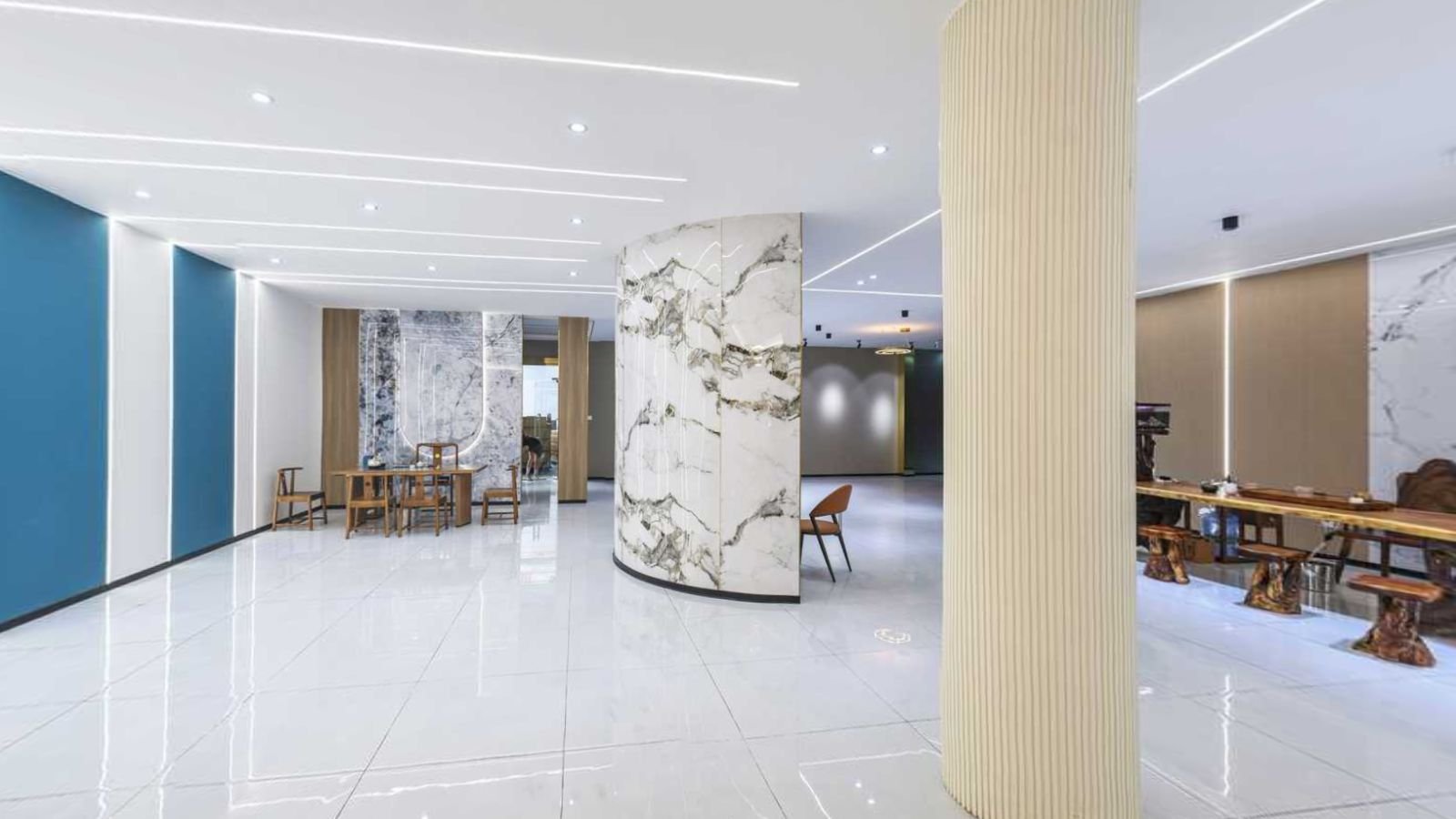 Modern exhibition hall design using WPC wall panel systems