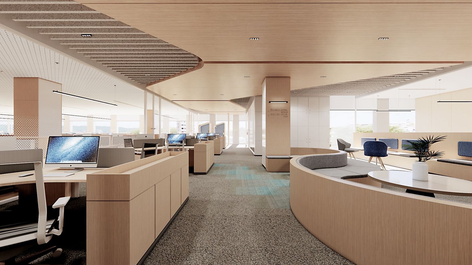 Commercial office interior using WPC wall panel solutions