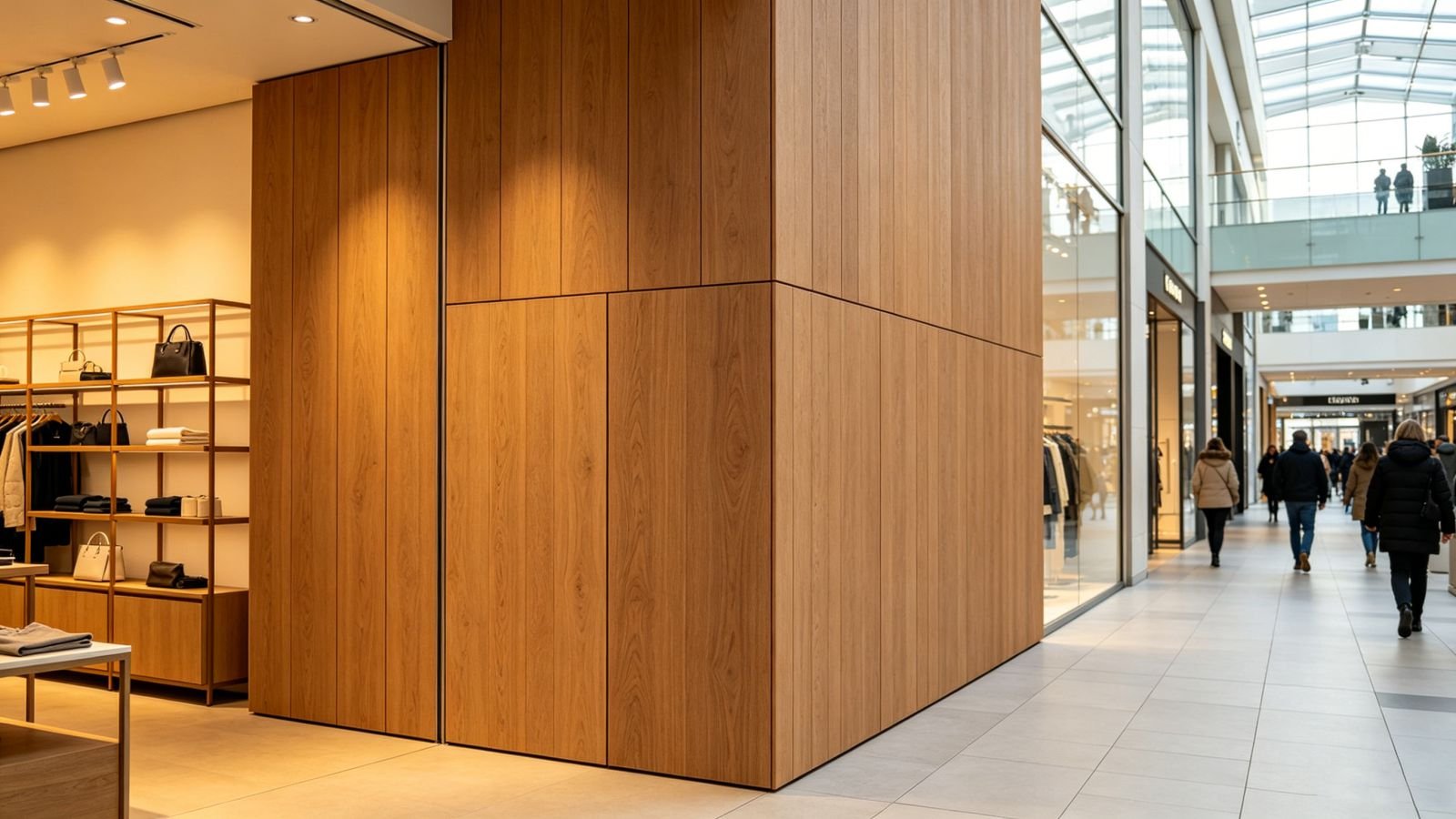 WPC decorative wall panels for shopping mall interior design