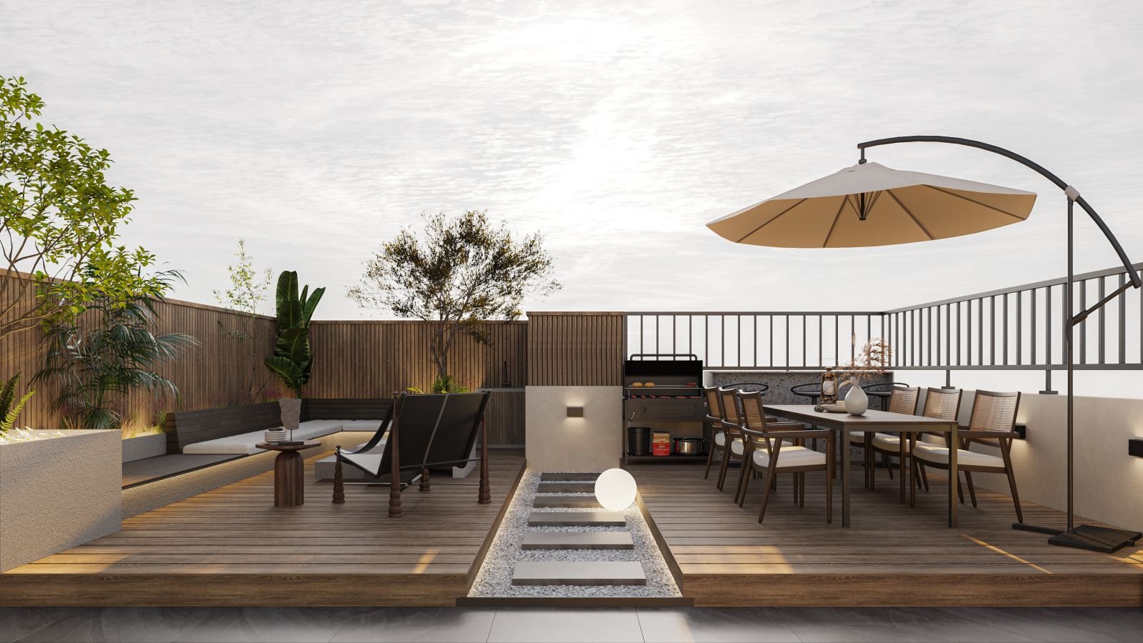 Exterior villa wall cladding with WPC wall panel materials
