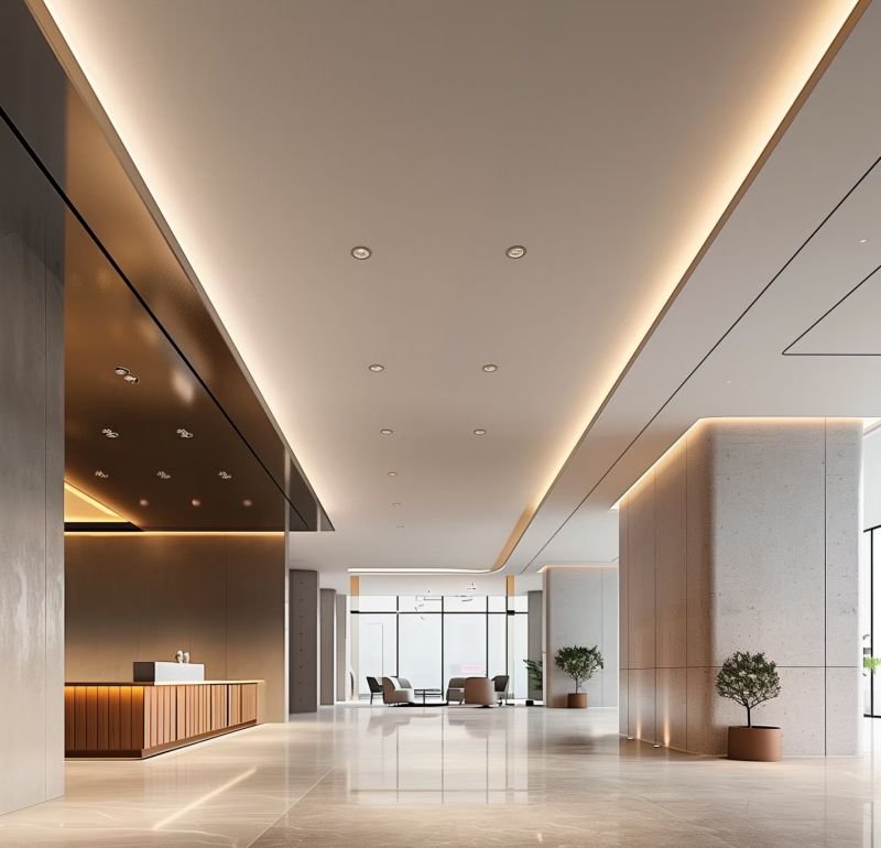 Bamboo Wood Fiber Wall Panel 24 Commercial building interior wall design using carbon crystal wall panels for modern architecture
