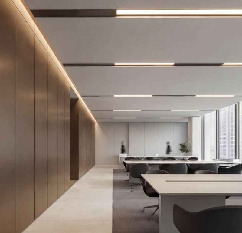 Bamboo Wood Fiber Wall Panel 25 Office interior wall decoration with carbon crystal wall panels for modern workspace design