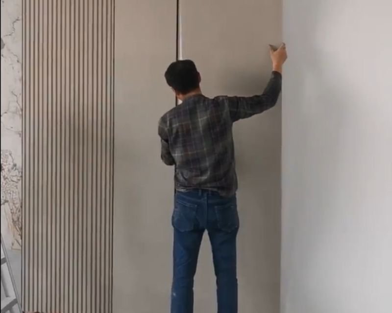 Marble Carbon Crystal Wall Panel 19 Carbon Crystal Wall Panel installation Step 3 installing panels and finishing edges for seamless interior wall decoration
