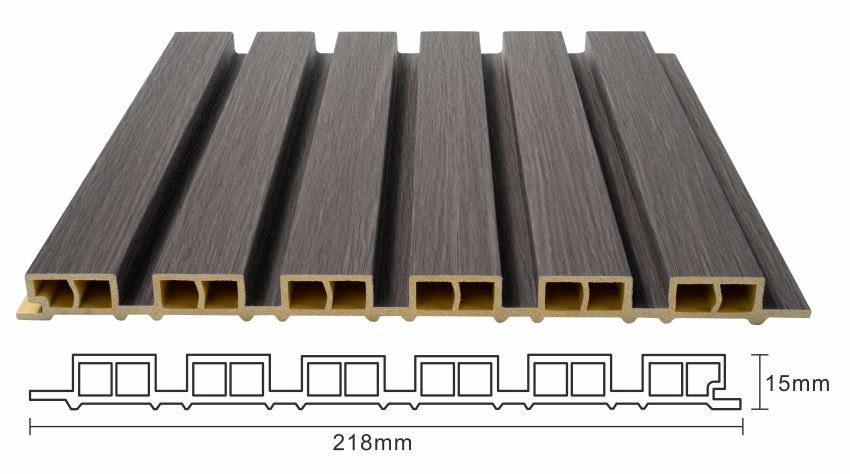 Wholesale WPC fluted wall panel 218x15mm wood grain interior wall panel