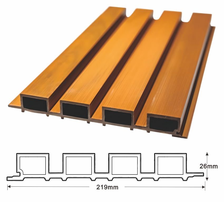 First generation Outdoor WPC Wall Cladding cross section without co-extrusion layer