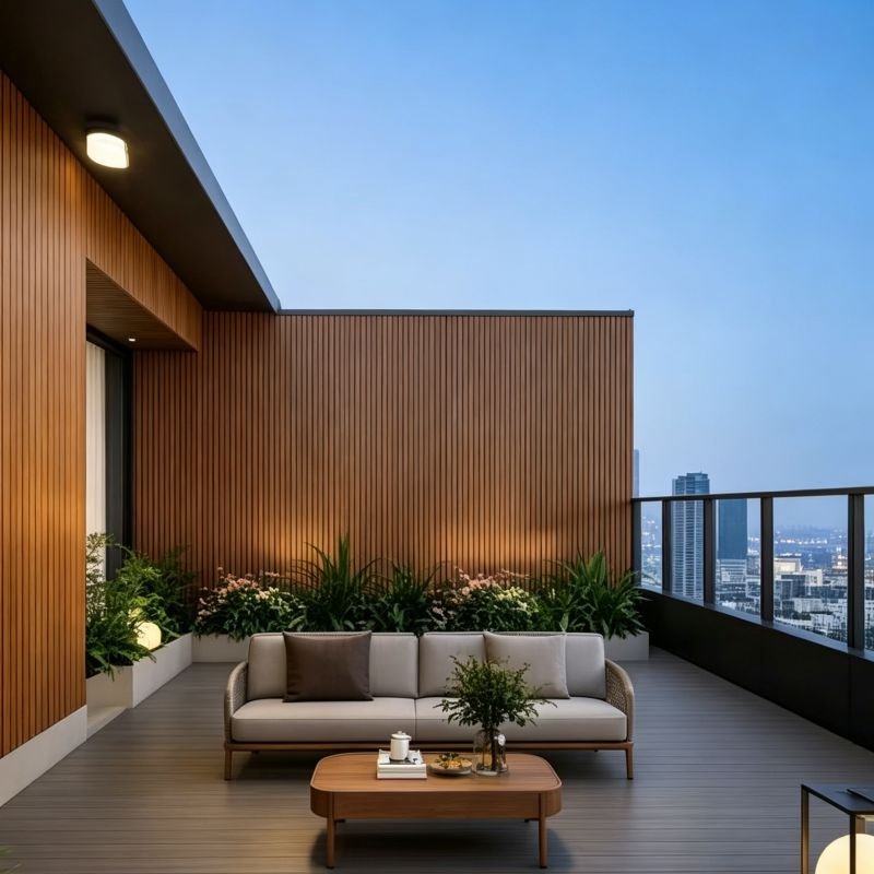 Outdoor WPC Wall Cladding Manufacturer 9 Terrace outdoor wall decoration using WPC exterior wall panels