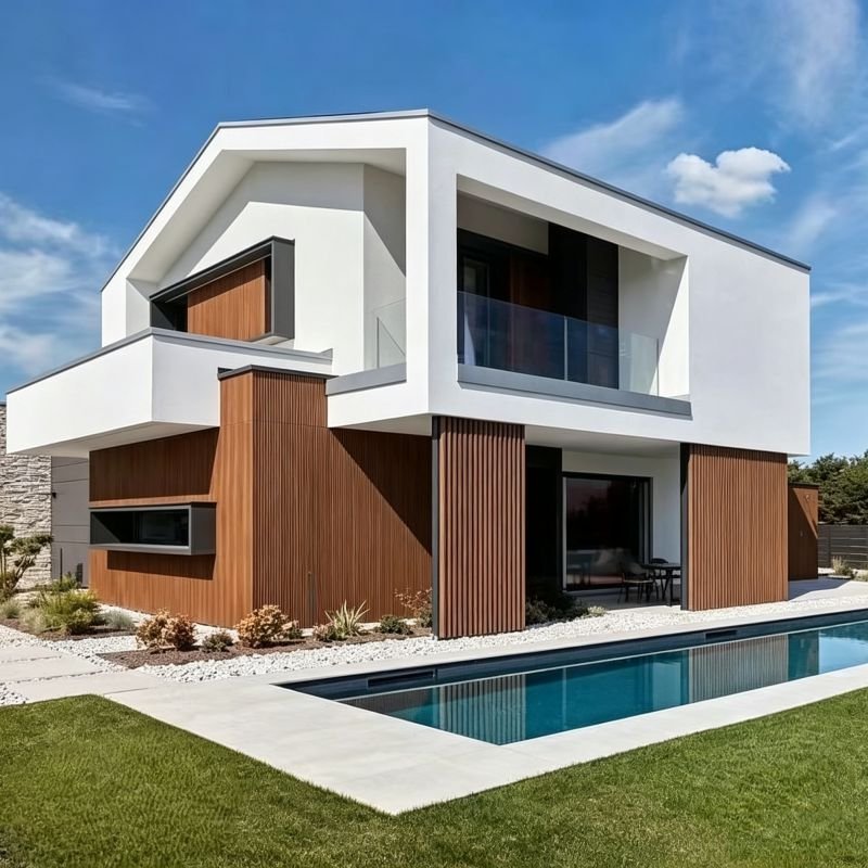 Outdoor WPC Wall Cladding Manufacturer 4 Villa exterior wall decorated with Outdoor WPC Wall Cladding