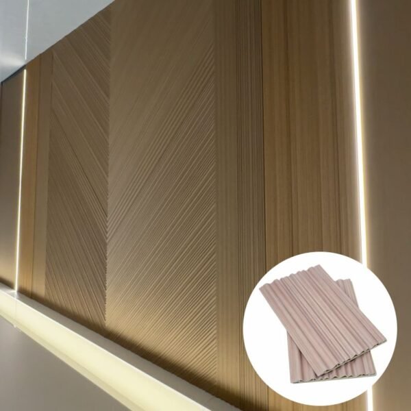 high-quality-wpc-fluted-panel-interior-wall-project High Quality WPC Fluted Panel for modern interior wall decoration with durable wood plastic composite material