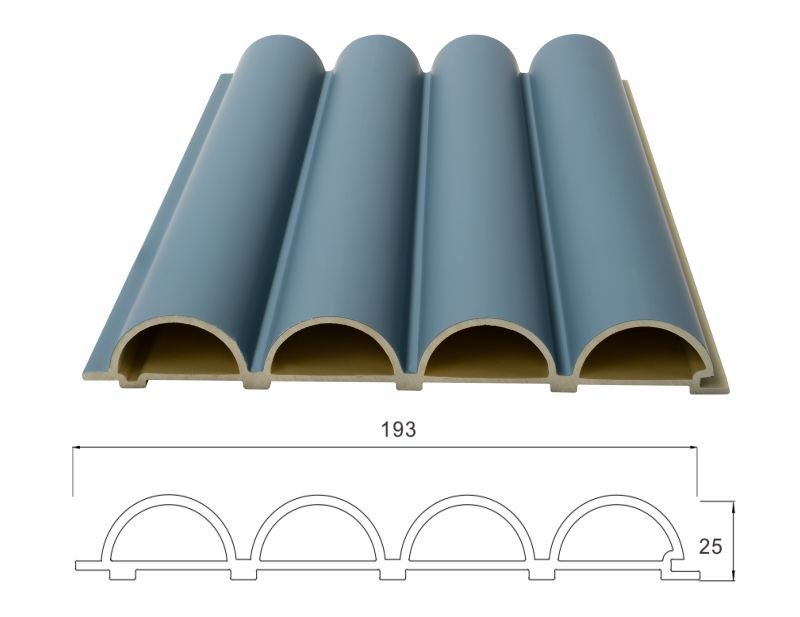 Wood Plastic Composite Wall Panel 2 Wood Plastic Composite Wall Panel cross section structure with 193mm width and 25mm thickness