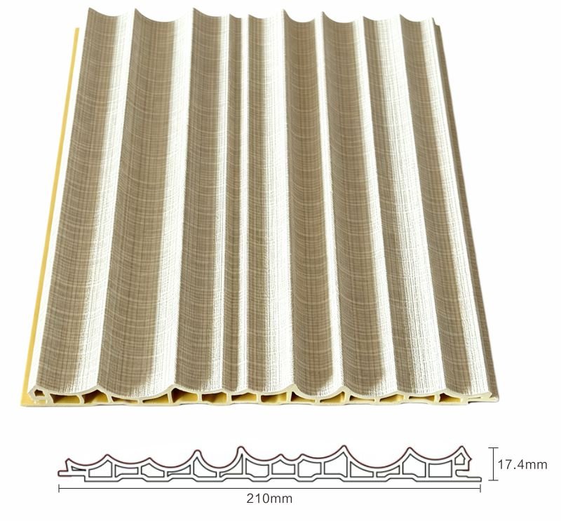 WPC Fluted Wall Panel for Hotel Project 2 WPC Fluted Wall Panel for Hotel Project showing wood grain surface finish, hollow structure, and dimensional design